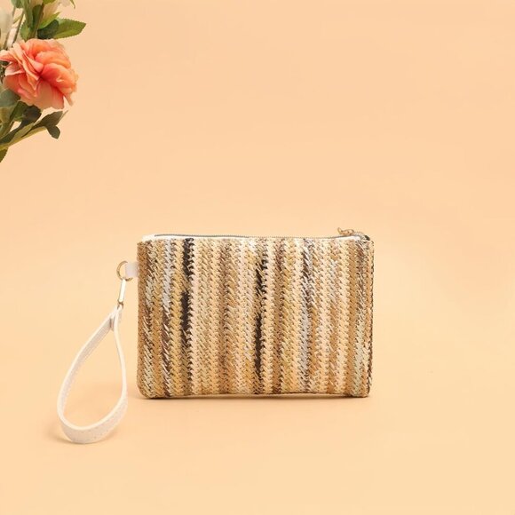 5.5 x 7.8 Inch Lightweight Straw Clutch Bag - Secure Zipper for Essentials - Picture 4 of 6